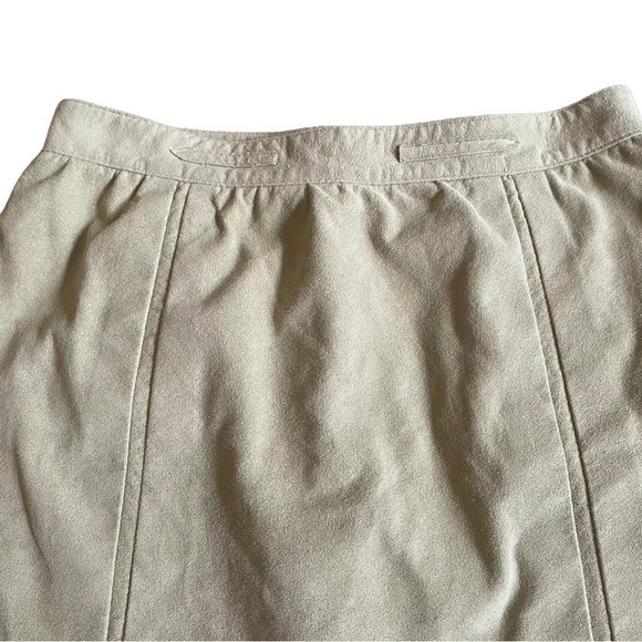 Vintage 70's Suede Leather Pleated Pencil
Skirt Celery Green Light Cottagecore - Picture 2 of 4